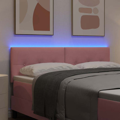 vidaXL LED Kopfteil mit LED-Lichtleisten Rosa 144 cm Polyester
