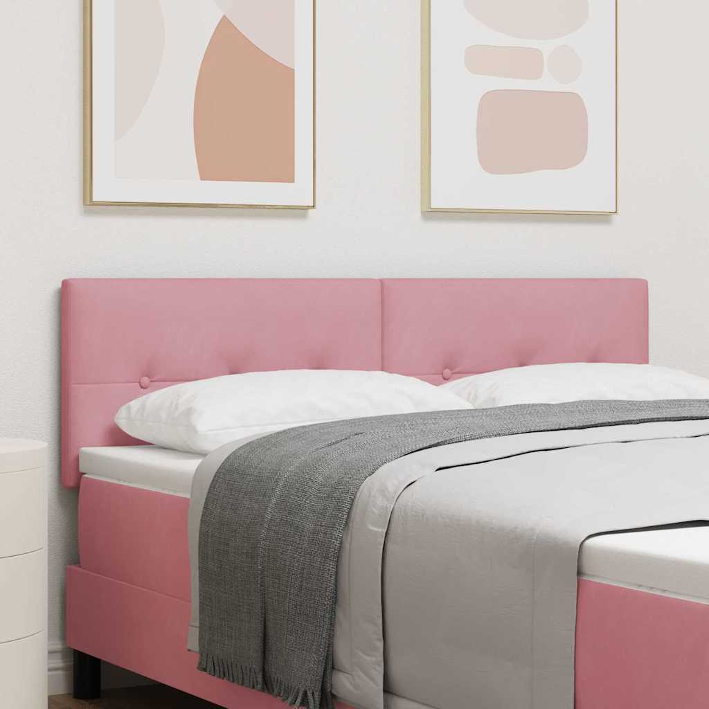 vidaXL LED Kopfteil mit LED-Lichtleisten Rosa 144 cm Polyester