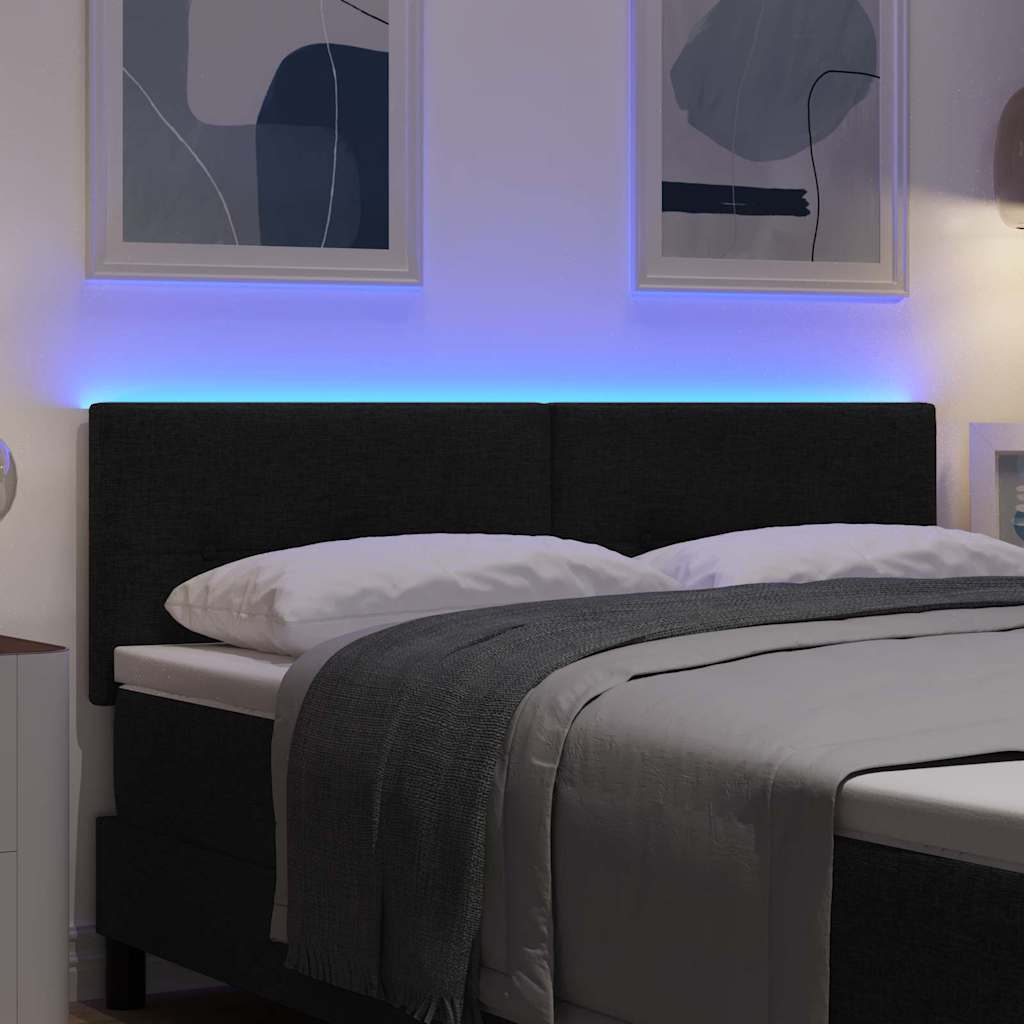 vidaXL LED Kopfteil mit LED-Lichtleisten Schwarz 160 cm Polyester