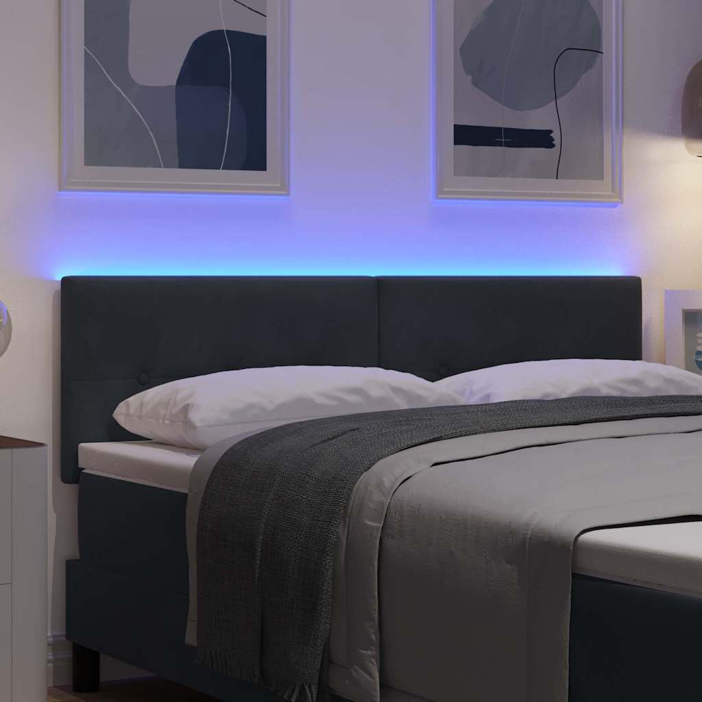 vidaXL LED Kopfteil mit LED-Lichtleisten Grau 160 cm Polyester