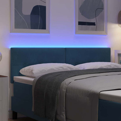 vidaXL LED Kopfteil mit LED-Lichtleisten Blau 160 cm Polyester