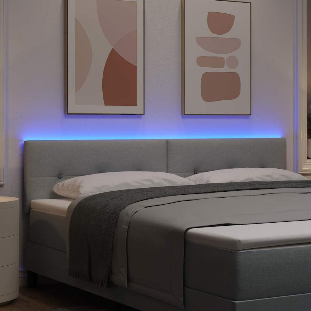 vidaXL LED Kopfteil mit LED-Lichtleisten Hellgrau 180 cm Polyester