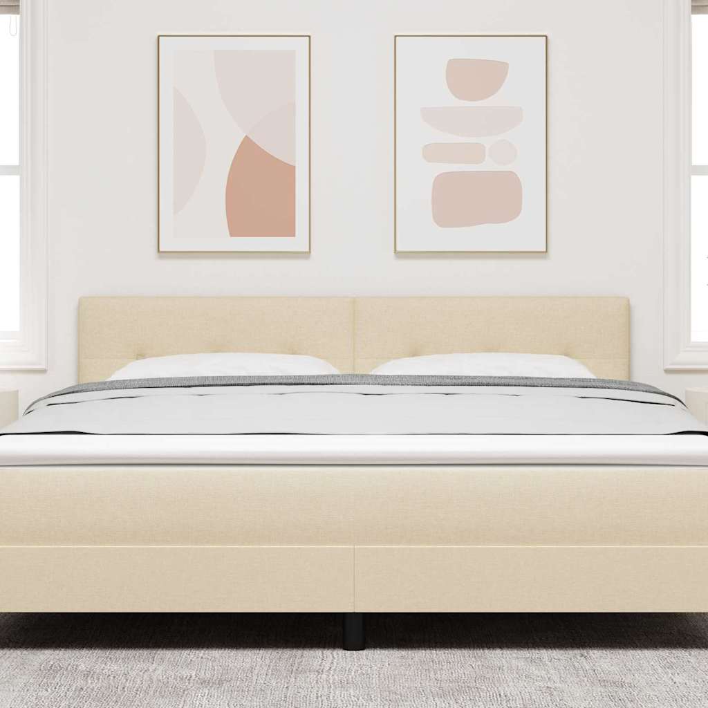 vidaXL LED Kopfteil mit LED-Lichtleisten Creme 180 cm Polyester