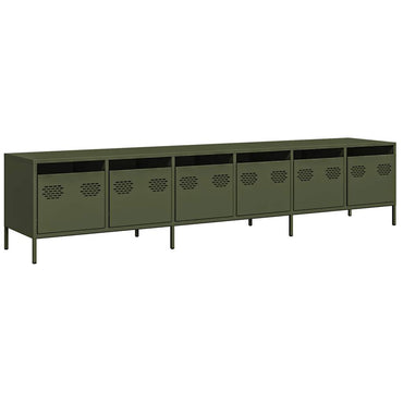 vidaXL Meuble TV vert olive 202x39x43,5 cm Acier laminé à froid