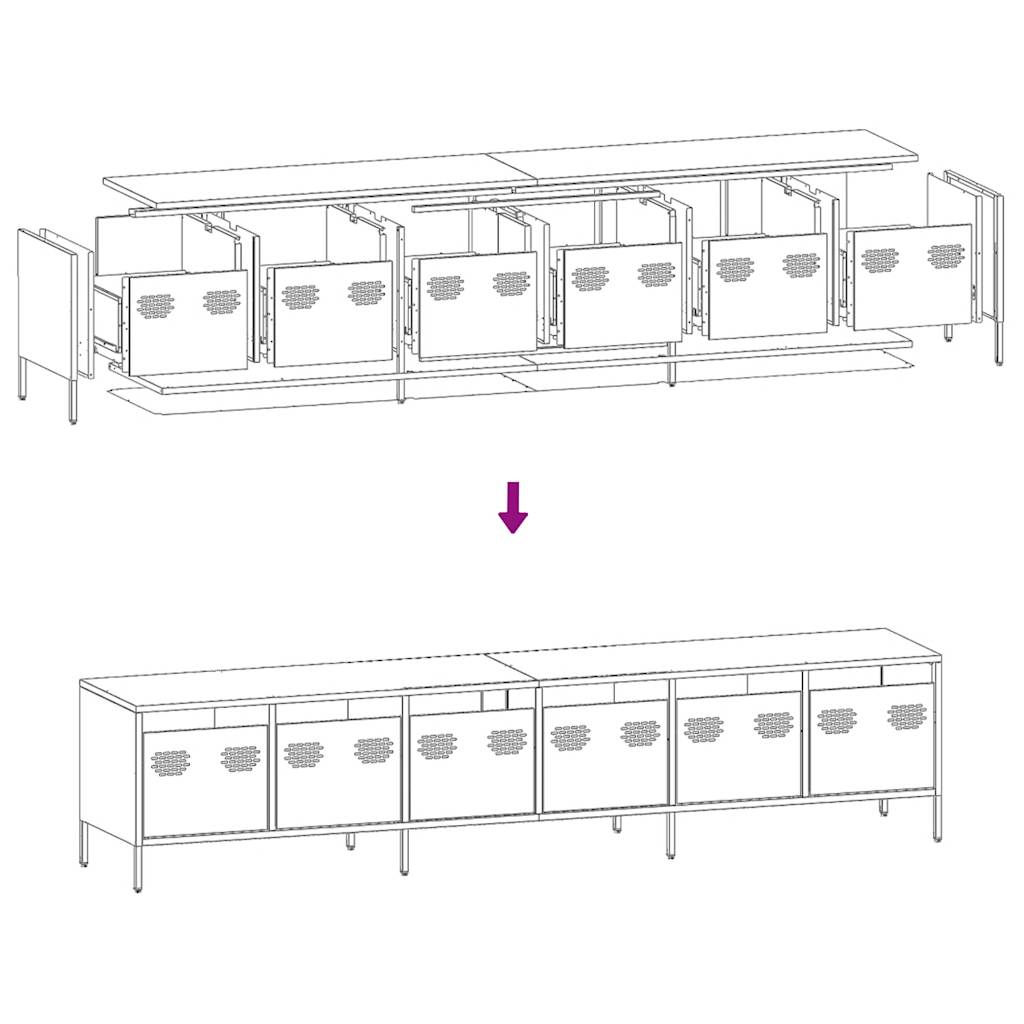 vidaXL TV-Schrank Olivgrün 202x39x43,5 cm Kaltgewalzter Stahl