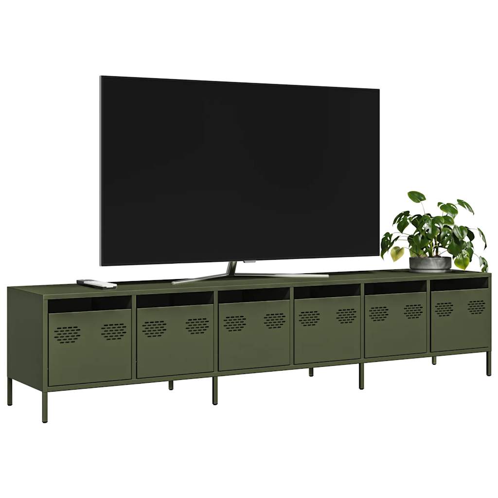 vidaXL TV-Schrank Olivgrün 202x39x43,5 cm Kaltgewalzter Stahl