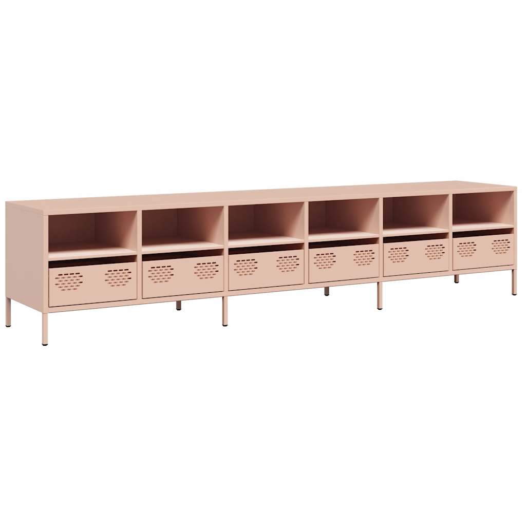 Meuble TV vidaXL rose 202x39x43,5 cm acier laminé à froid