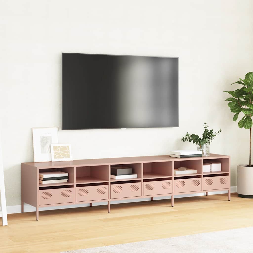 Meuble TV vidaXL rose 202x39x43,5 cm acier laminé à froid