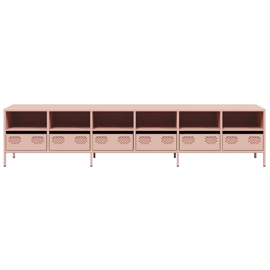 Meuble TV vidaXL rose 202x39x43,5 cm acier laminé à froid