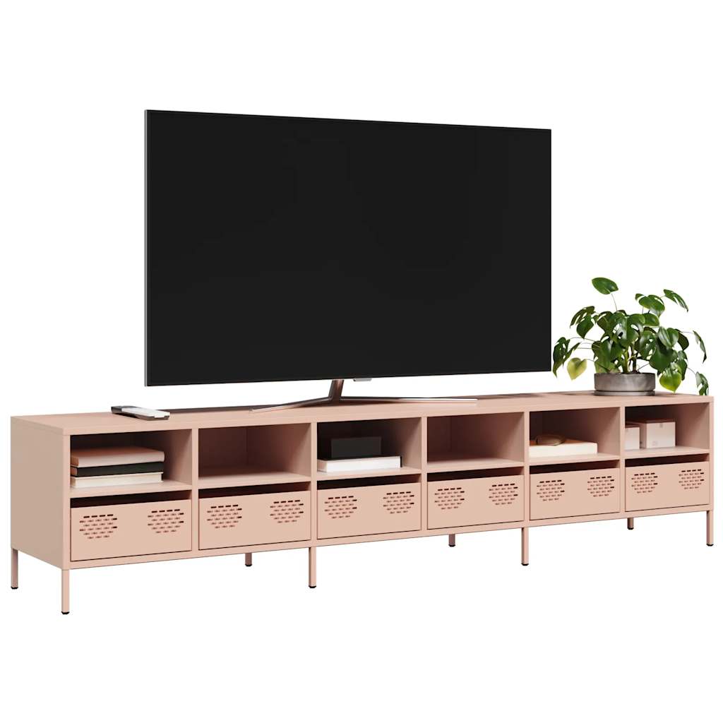 Meuble TV vidaXL rose 202x39x43,5 cm acier laminé à froid