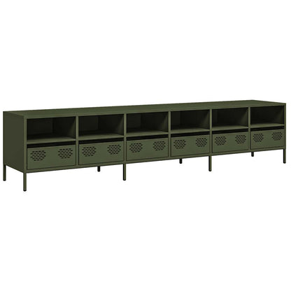 vidaXL TV-Schrank Olivgrün 202x39x43,5 cm Kaltgewalzter Stahl