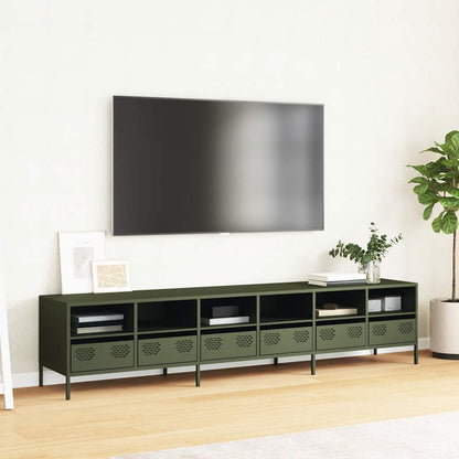 vidaXL TV-Schrank Olivgrün 202x39x43,5 cm Kaltgewalzter Stahl