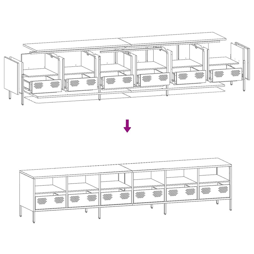 vidaXL TV-Schrank Olivgrün 202x39x43,5 cm Kaltgewalzter Stahl