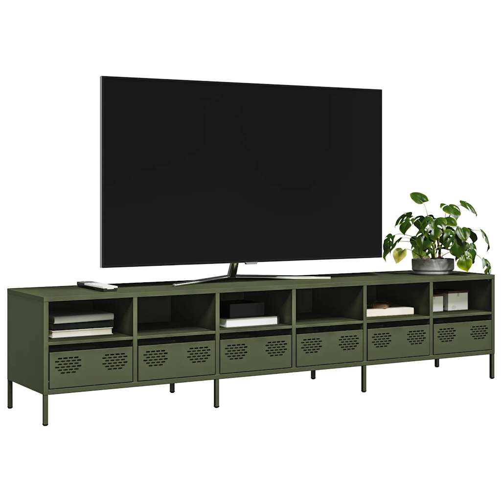 vidaXL TV-Schrank Olivgrün 202x39x43,5 cm Kaltgewalzter Stahl