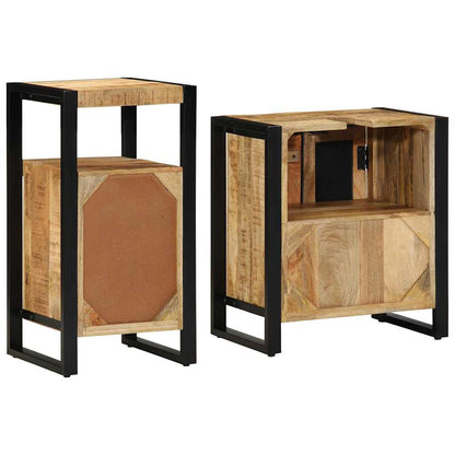 vidaXL Badezimmermöbel-Set 2 pcs Braun und Schwarz Massivholz Mango