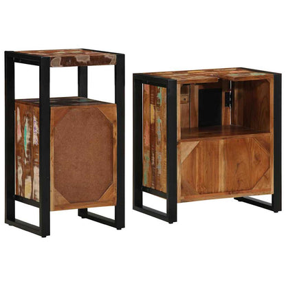 vidaXL Badezimmermöbel-Set mit Regal 2 pcs Massives upgecyceltes Holz