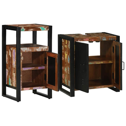 Badezimmermöbel-Set mit Regal 2 pcs Massives upgecyceltes Holz