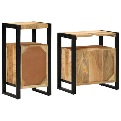 Badezimmermöbel-Set 2 pcs Braun Massives rohes Mangoholz