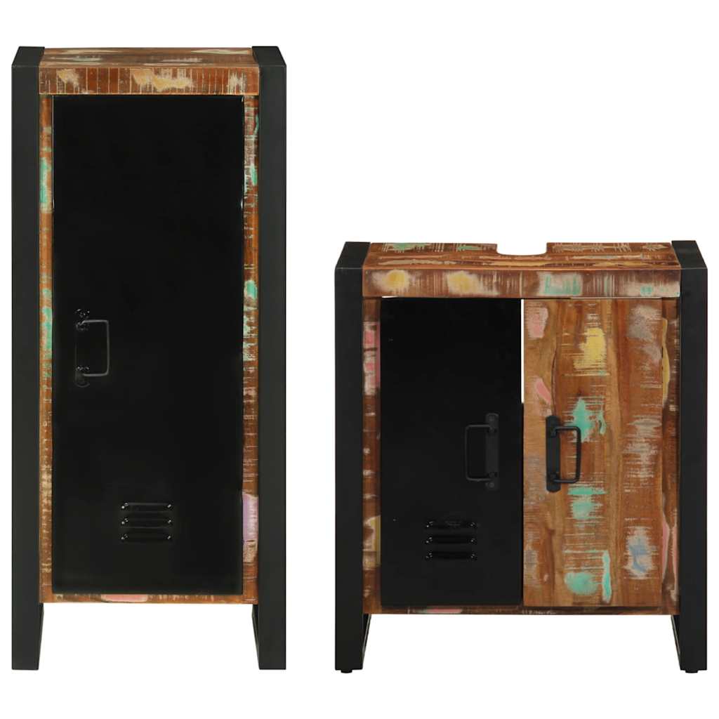 Badezimmermöbel-Set mit Regal 2 pcs Massives upgecyceltes Holz