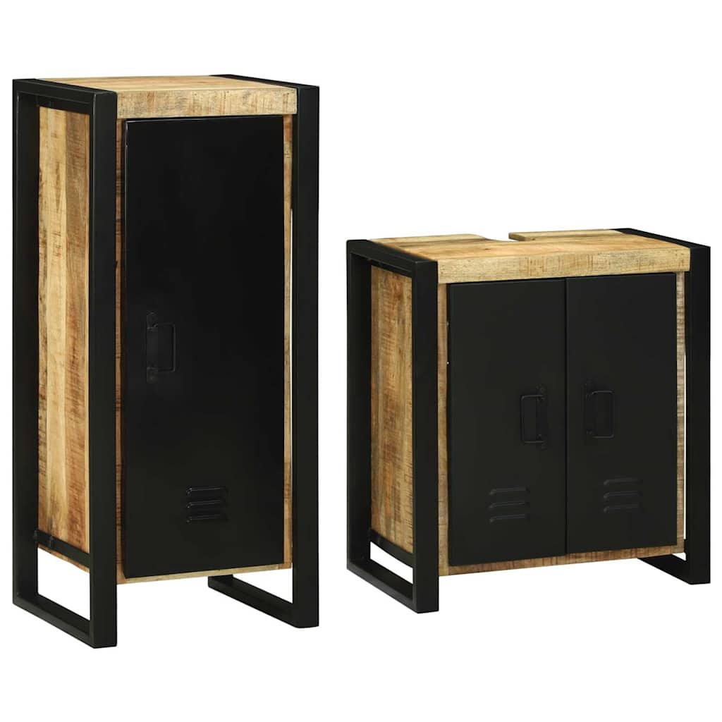 Badezimmermöbel-Set mit Regal 2 pcs Braun Massives Mangoholz