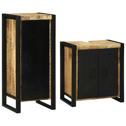 Badezimmermöbel-Set mit Regal 2 pcs Braun Massives Mangoholz