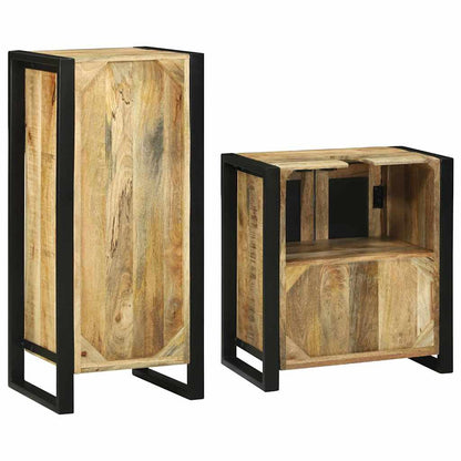 Badezimmermöbel-Set mit Regal 2 pcs Braun Massives Mangoholz