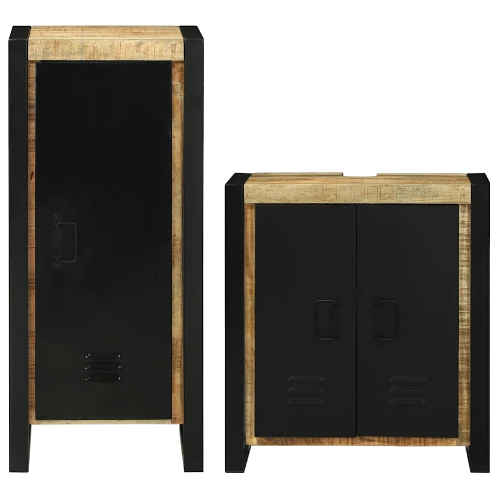 Badezimmermöbel-Set mit Regal 2 pcs Braun Massives Mangoholz