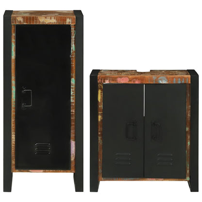 vidaXL Badezimmermöbel-Set mit Regal 2 pcs Mehrfarbig Massives Altholz