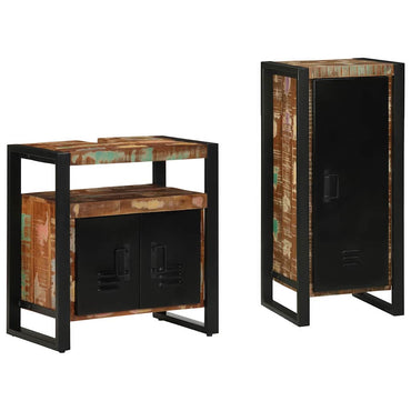 vidaXL Badezimmermöbel-Set mit Regal 2 pcs Massives upgecyceltes Holz