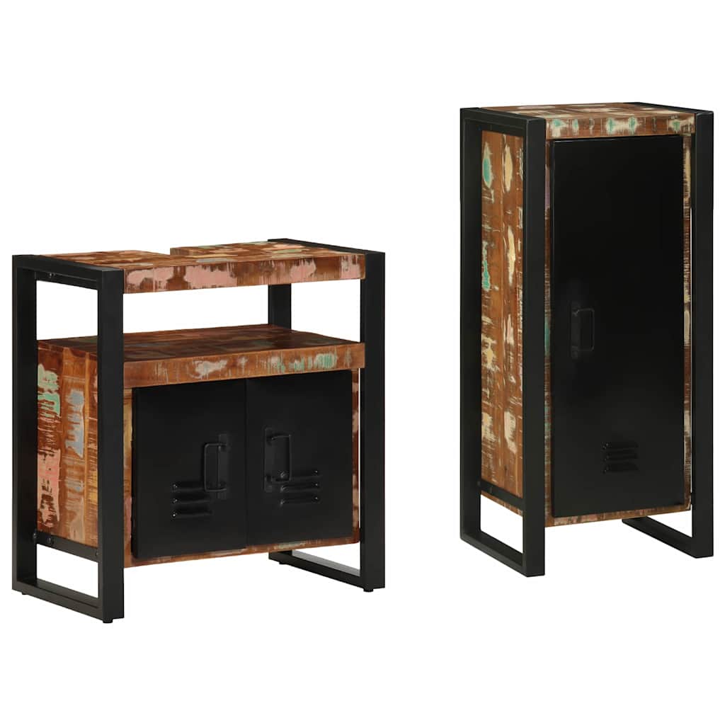 Badezimmermöbel-Set mit Regal 2 pcs Massives upgecyceltes Holz