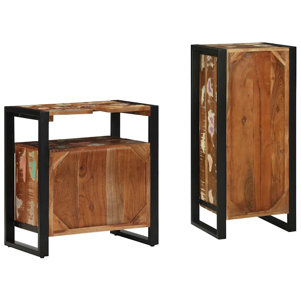 Badezimmermöbel-Set mit Regal 2 pcs Massives upgecyceltes Holz