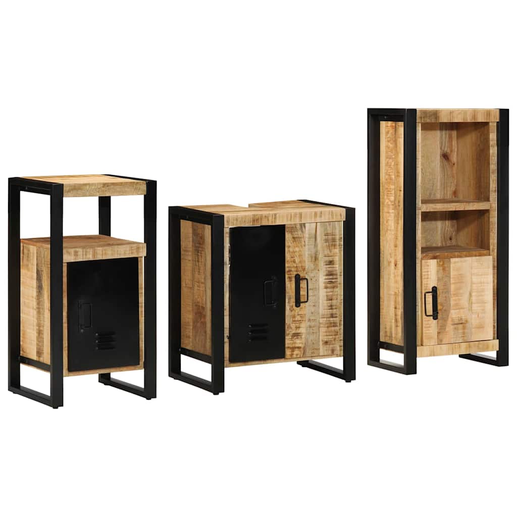 vidaXL Badezimmermöbel Set mit Regal 3 pcs Braun Massivholz Mango
