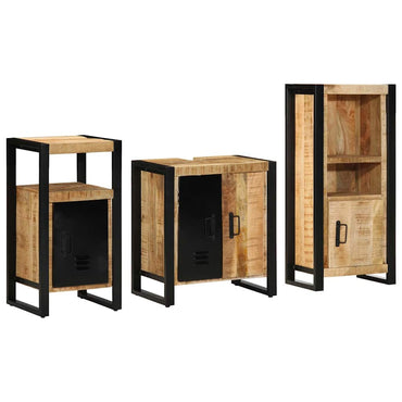 vidaXL Badezimmermöbel Set mit Regal 3 pcs Braun Massivholz Mango