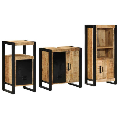 vidaXL Badezimmermöbel Set mit Regal 3 pcs Braun Massivholz Mango