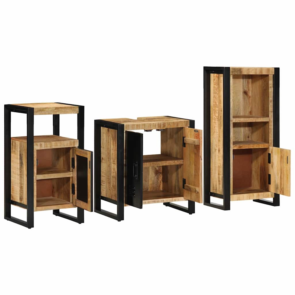 vidaXL Badezimmermöbel Set mit Regal 3 pcs Braun Massivholz Mango