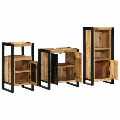 vidaXL Badezimmermöbel Set mit Regal 3 pcs Braun Massivholz Mango