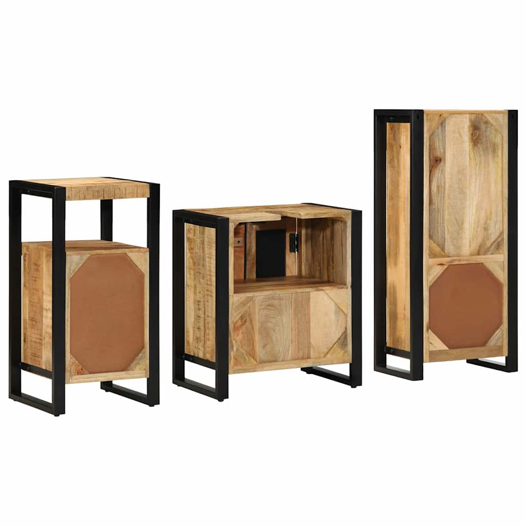 vidaXL Badezimmermöbel Set mit Regal 3 pcs Braun Massivholz Mango