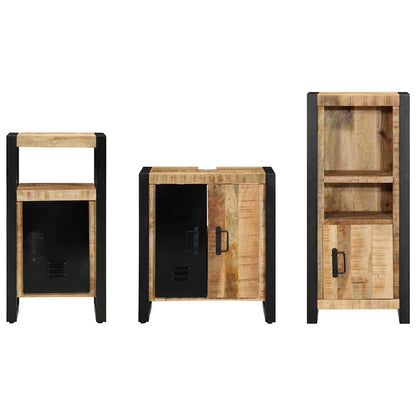 vidaXL Badezimmermöbel Set mit Regal 3 pcs Braun Massivholz Mango
