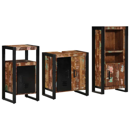 Badezimmermöbel-Set mit Regal 3 pcs Massives upgecyceltes Holz