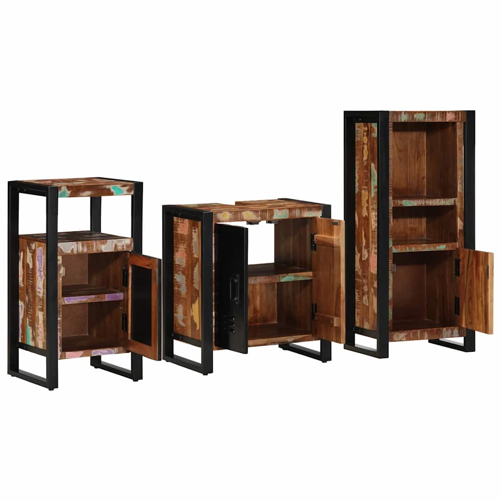 Badezimmermöbel-Set mit Regal 3 pcs Massives upgecyceltes Holz
