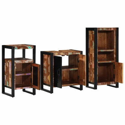 Badezimmermöbel-Set mit Regal 3 pcs Massives upgecyceltes Holz
