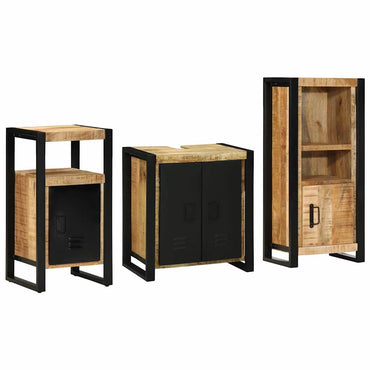vidaXL Badezimmermöbel Set mit Regal 3 pcs Braun Massivholz Mango