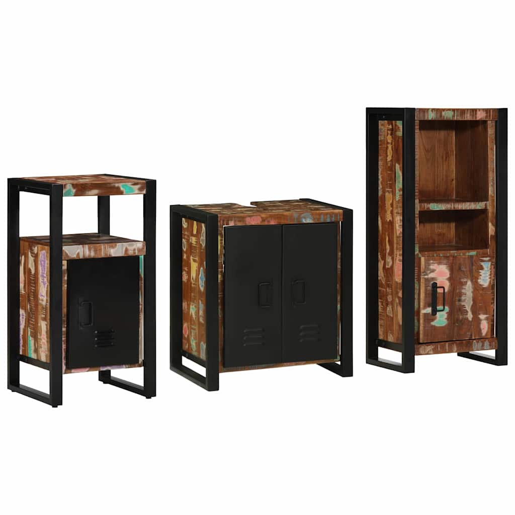 Badezimmermöbel-Set mit Regal 3 pcs Massives upgecyceltes Holz
