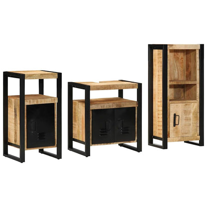 vidaXL Badezimmermöbel Set mit Regal 3 pcs Braun Massivholz Mango