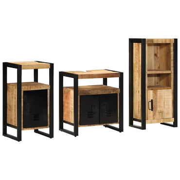vidaXL Badezimmermöbel Set mit Regal 3 pcs Braun Massivholz Mango