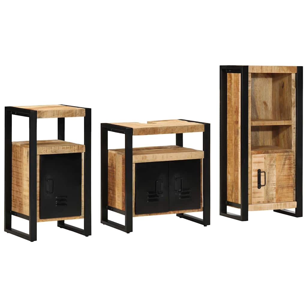vidaXL Badezimmermöbel Set mit Regal 3 pcs Braun Massivholz Mango