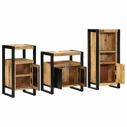 vidaXL Badezimmermöbel Set mit Regal 3 pcs Braun Massivholz Mango