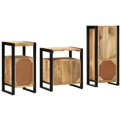 vidaXL Badezimmermöbel Set mit Regal 3 pcs Braun Massivholz Mango