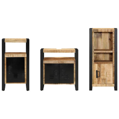 vidaXL Badezimmermöbel Set mit Regal 3 pcs Braun Massivholz Mango