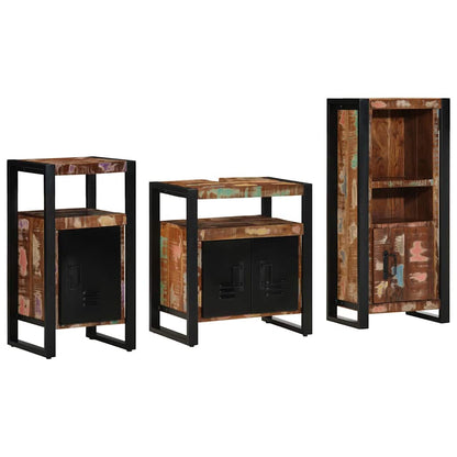 Badezimmermöbel-Set mit Regal 3 pcs Massives upgecyceltes Holz